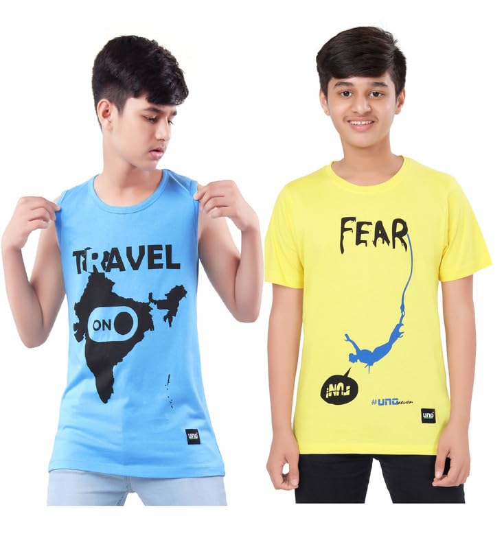Image of UNOseven Boys Cotton T-Shirt - Pack of 2