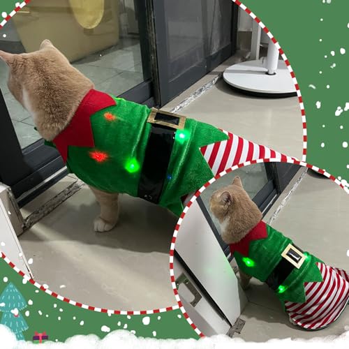 Abbylike Christmas Dog Clothes Suit And Elf Christmas Headband With Colorful Led Light Doggy Cosplay Lovely Christmas New Year Dog Cat Costume Accessory For Party Holiday Small Medium Dogs  thumb #6