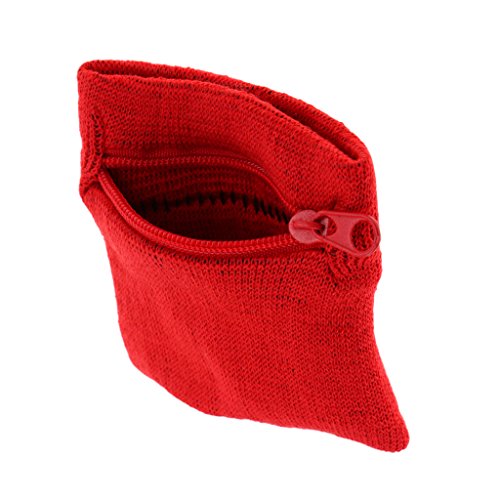 Serenable Zipper Pocket Gym Sports Wristband Running - Vermelho