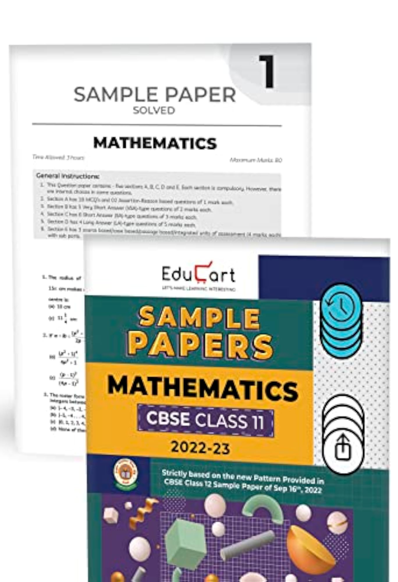 Educart CBSE Class 11 PHYSICS, CHEMISTRY, MATHS and ENGLISH Sample Papers 2022-23 (Based On Pattern with Detailed Explanation, Topper Tips & Time
