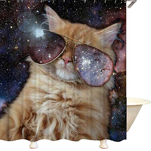 MEMETARO シャワーカーテン 150x180 猫柄 防カビ お風呂用 間仕切り 目隠し 防水 おしゃれ 北欧 フック付き ポリエステル ユニットバス用 あらえる