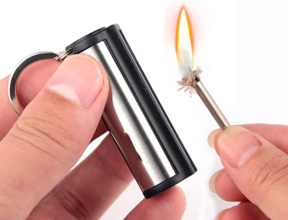 Survival Match Box Permanent Match Keychain Fire Starter Camping Hiking