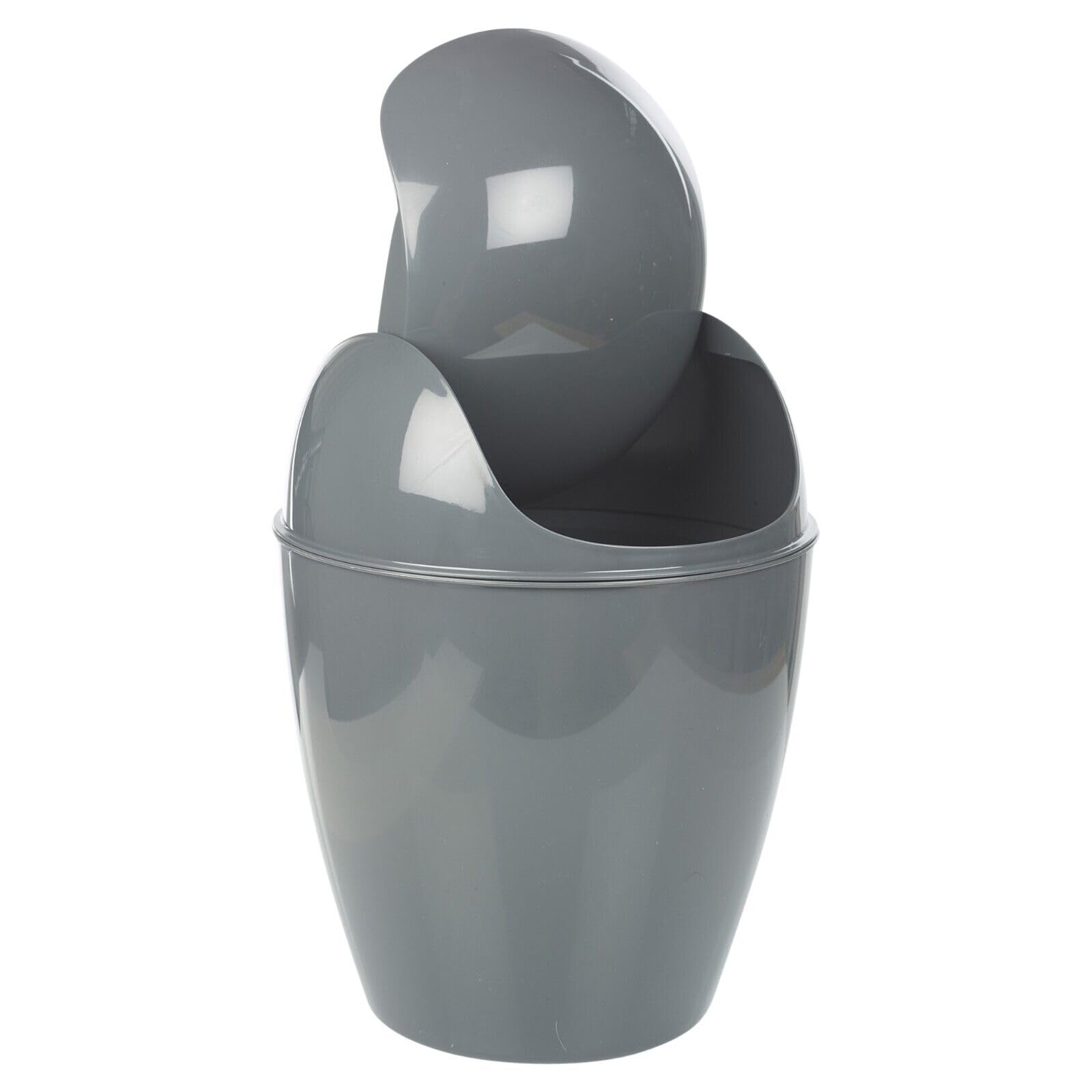 URBNLIVING Plastic Swing Top Lid Bin Rubbish Trash Can Bathroom Office Under Counter (Grey, 12L)