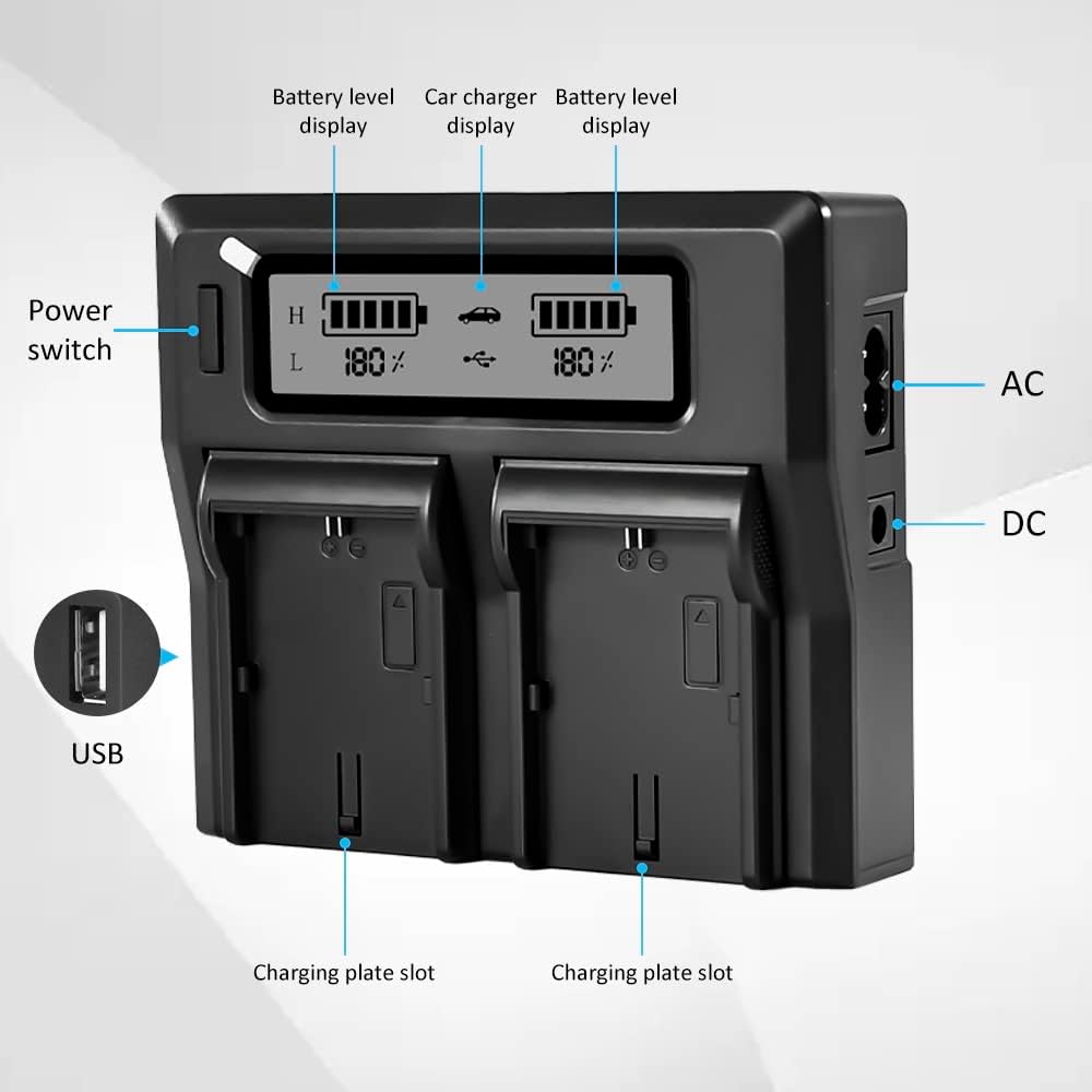 DSTE 1.5A Dual Battery Charger Compatible with Sony NP-FM50 NP-FM55H NP-FM500H QM71 NP-QM91 NP-QM51D NP-QM71D NP-QM91D NP-F550 NP-F570 NP-F750 NP-F770 NP-F930 NP-F950 NP-F960 NP-F970 NP-F975 Battery