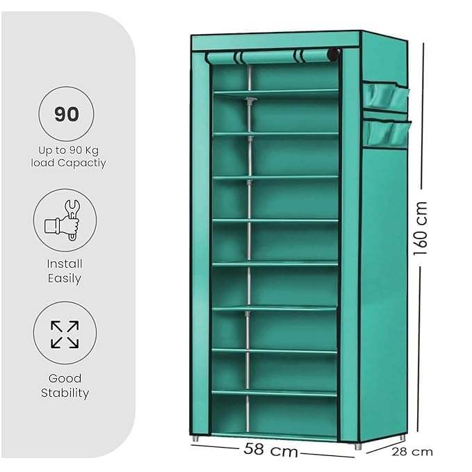 Image of Collapsible Wardrobe 6 Shelves Storage Clothes Storage Rack Quick Wardrobe /Cabinet /Multipurpose Storage Rack, Foldable, Collapsible Fabric Organizer for Home Office (FIROZI, 6 Layer)