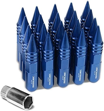 Black Aluminum M12 x 1.50 20MM Diameter/60MM Open/107MM Close Height Open End Acorn Tuner w/Spike Cap 20 Piece Lug Nuts