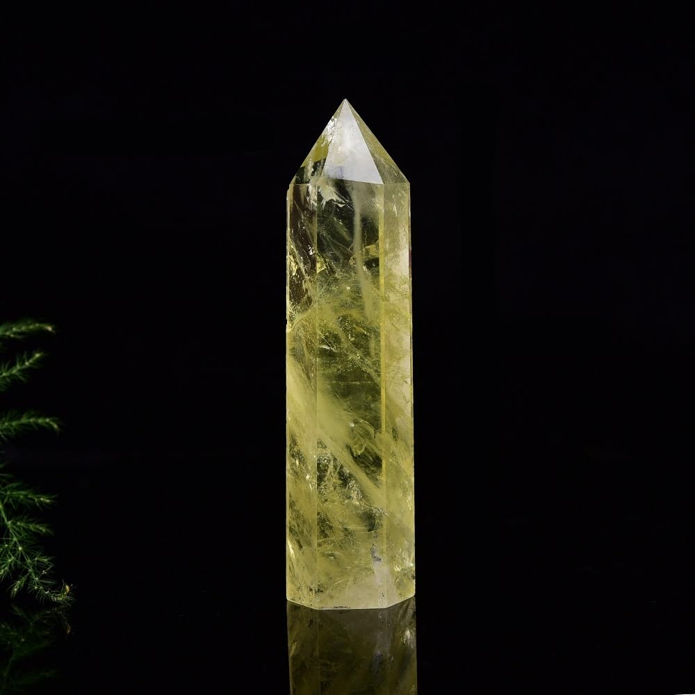 KJEBVHIRS Crystal Citrine Hexagonal Column Crystal Point Ornament Wand Home Decor DIY Gift Decoration Ornaments