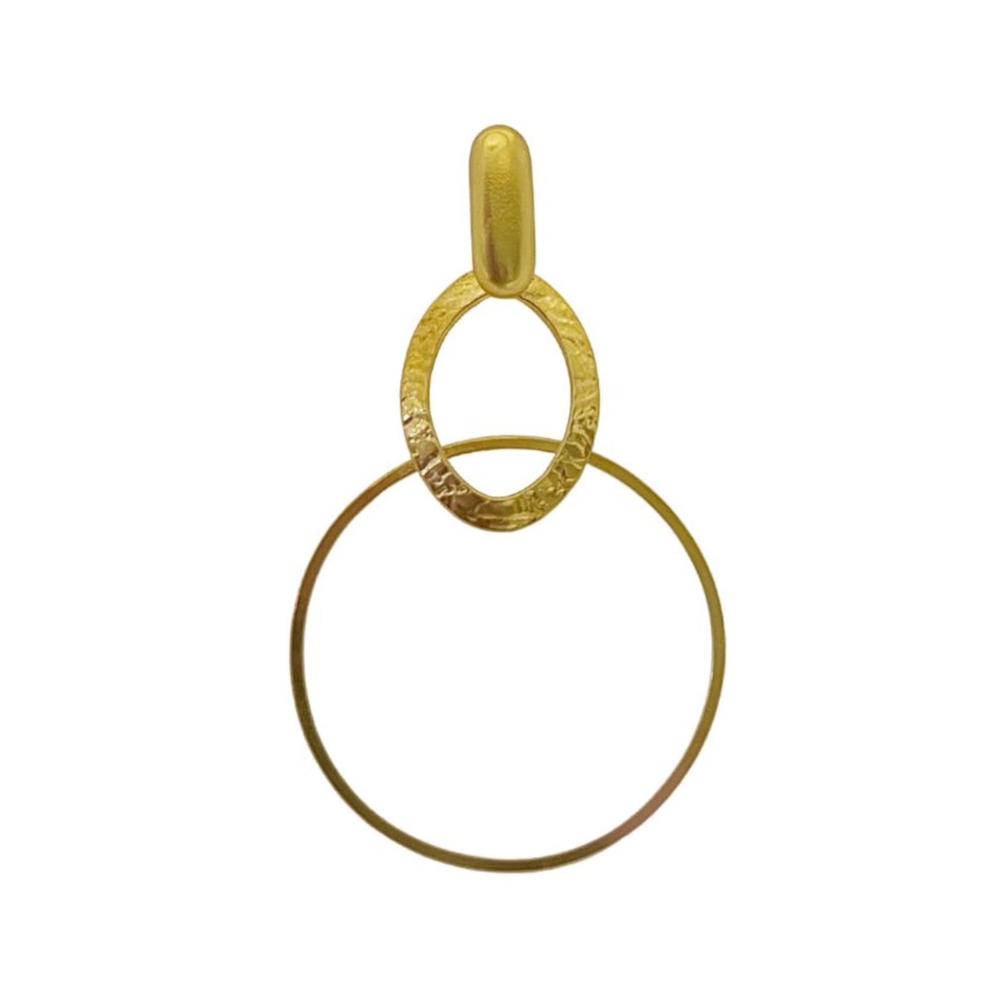 Handmade Amar A Lys Pendiente ovalo estampado aro baño oro 18K