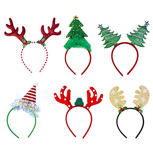 Photo de Bandeaux de Noël,6 Styles Renne Antler Fun Arbre de Noël Santa Hat Headwear pour Enfants Adultes,fête de Noël Fournitures Fournitures faveurs