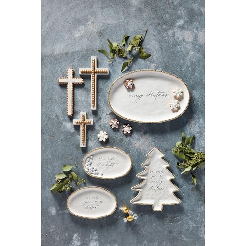Mud Pie Christmas Tree Beaded Platter; 12 3/4" x 10 1/4" by Mud Pie - Image 2