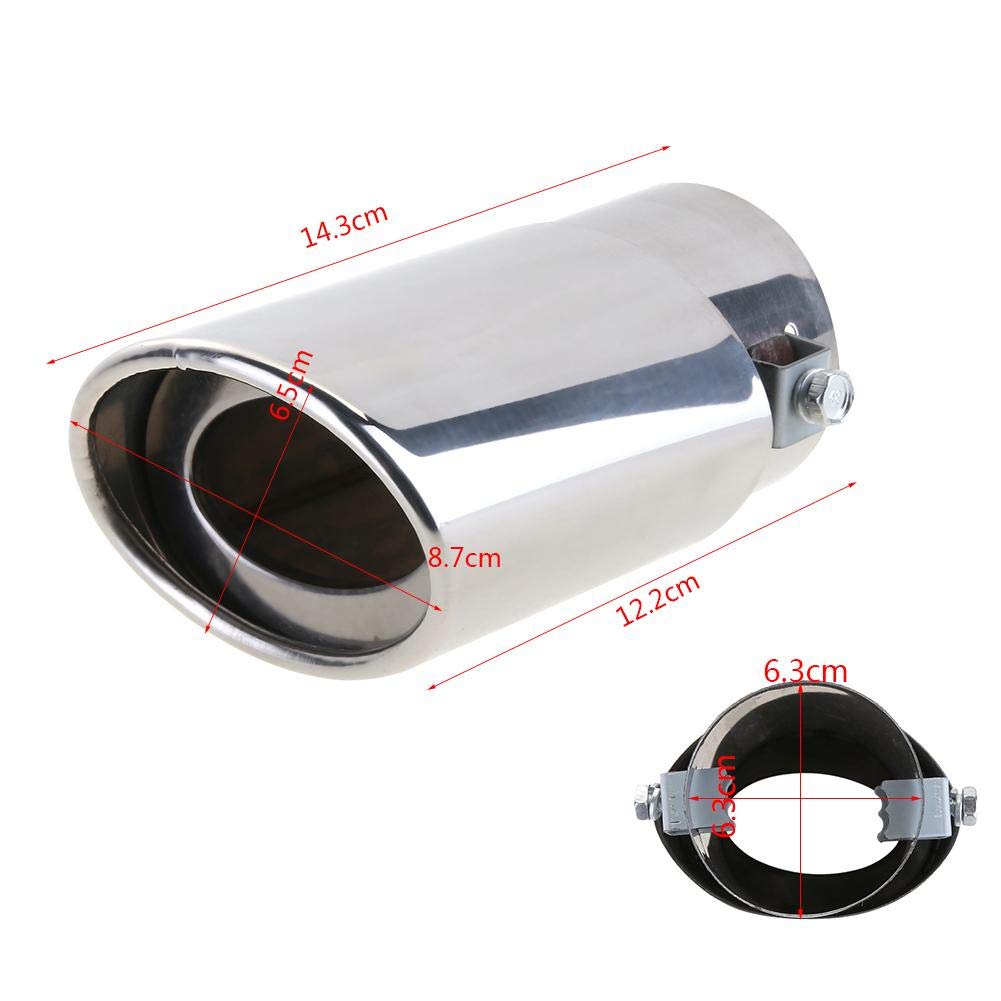 Terminale Scarico Auto 58mm universale nero/argento acciaio inox auto scarico posteriore tubo di tail silenziatore punta singolo outlet coda accessori(Noir)