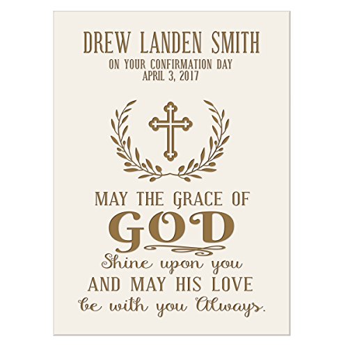 Personalized Baptism 1st Holy Communion Christening Gifts Custom Wall plaque baby dedication Decoration May The Grace Of God Shine Upon You By LifeSong Milestones (White)