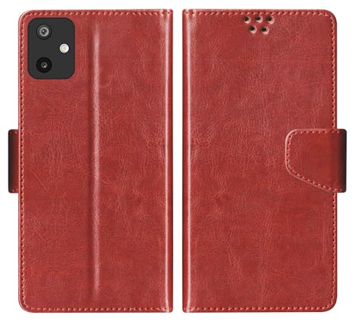 Image of SBMS Flip Cover for Samsung Galaxy M07 / Samsung A07 / Samsung F07 Back Cover Case with Magnatic Closure | Inbuilt Stand | Card & Money Pocket for Samsung A07 (Brown)