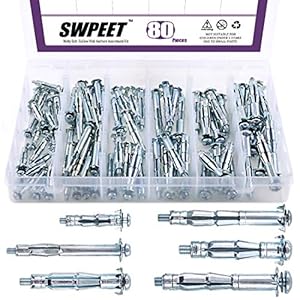 80Pcs Molly Bolt Assortment Kit, Hollow Wall Anchors Perfect for Secure Drywall, Sheetrock and Paneling to Walls or…