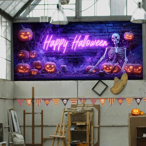 HOMETITUTE Halloween Skeleton Pumpkin Film para Ventana miniatura 7