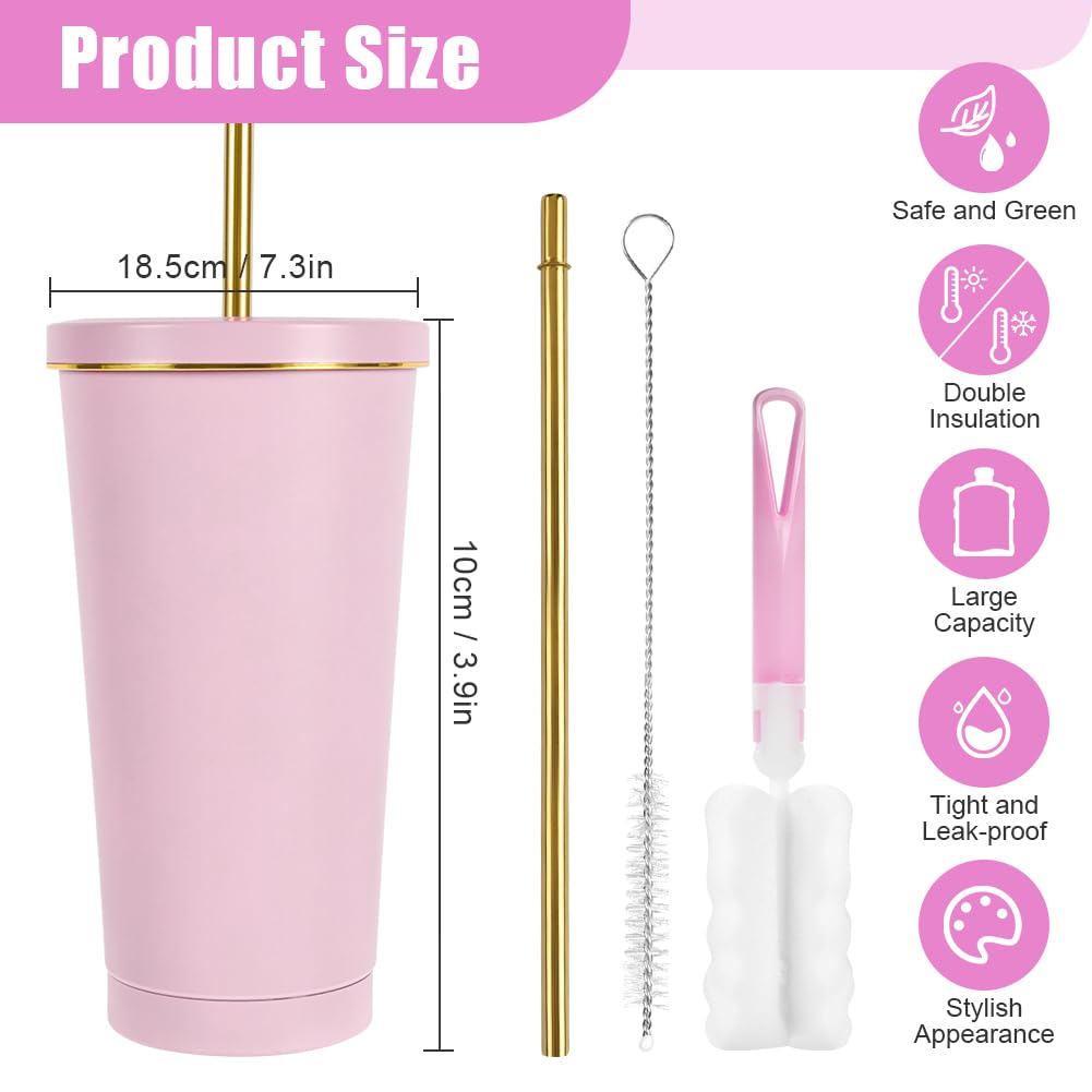 flintronic Tumbler with Straw and Lid, 500 ML/17 OZ Leakproof Insulated Thermal Mug - Image 2
