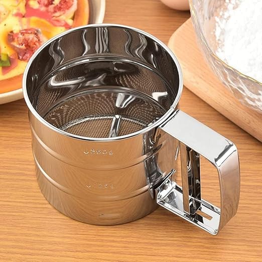 Autio EXIM Flour Sifter, Stainless Steel Sifter for Baking Double Layer Fine Mesh Baking Sifter One Hand Press Crank Sifter for Powdered Sugar Shaker(Multicolour Pack of 1) 1