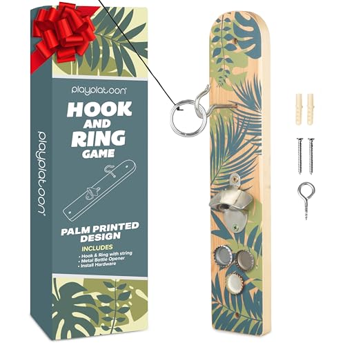 Image of Play Platoon Hook and Ring Toss Bar Game for Adults - Wood Toss Ring Game for Adults - Perfect Home, Basements, & Bar Gifts