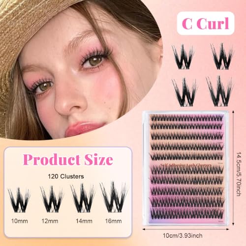 Image of MAYCREATE Self Adhesive Eyelashes Black Natural Wispy Lash Clusters 120Pcs