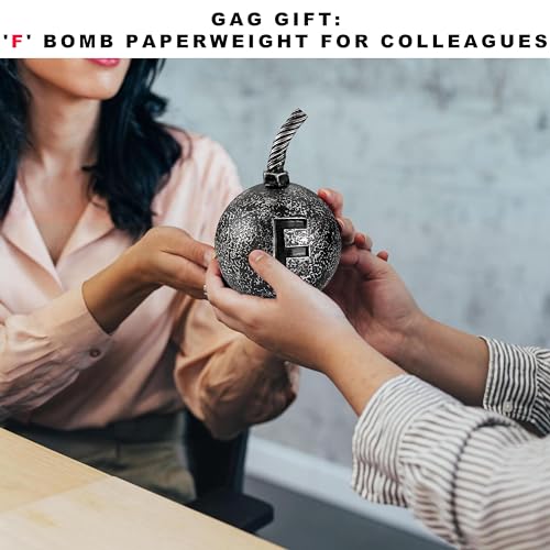 Initial F Bomb Paperweight Humor Decor with Ball Paperweight Functional and Stylish Office Paperweight Gift for Office Co-Worker Boss,Student with Letter Paperweight Desk Decor