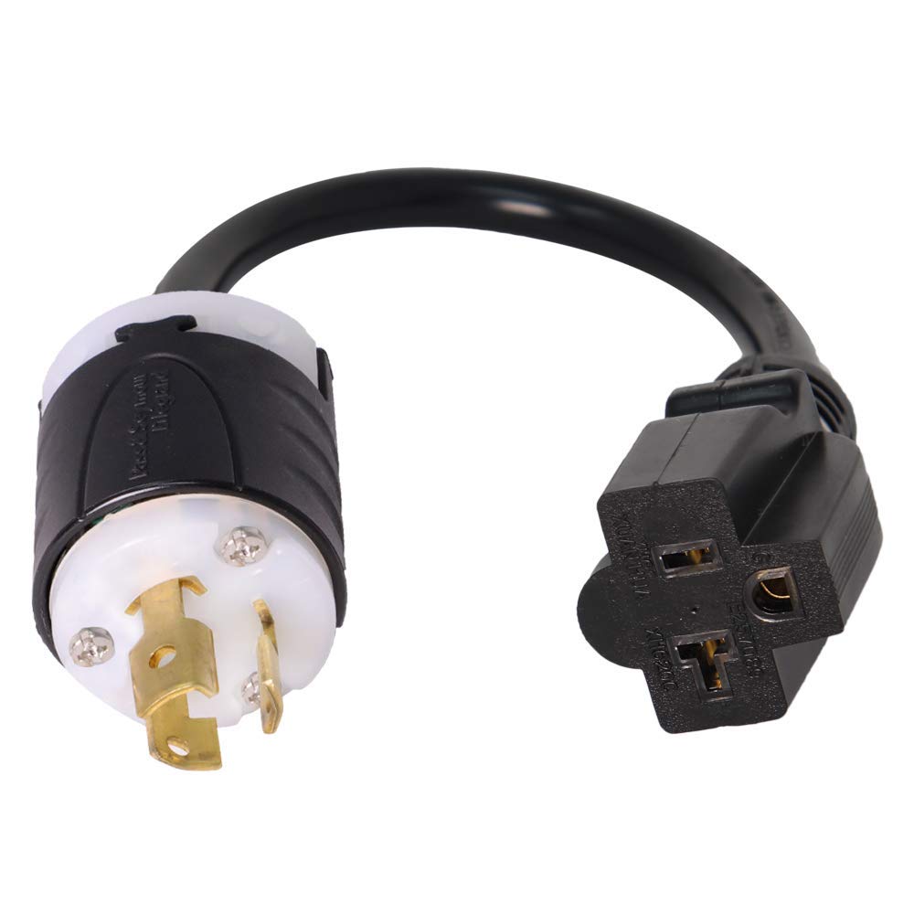 NEMA L5-15P to 5-20R Plug Adapter - 1 Foot, 15A/125V, 14 AWG