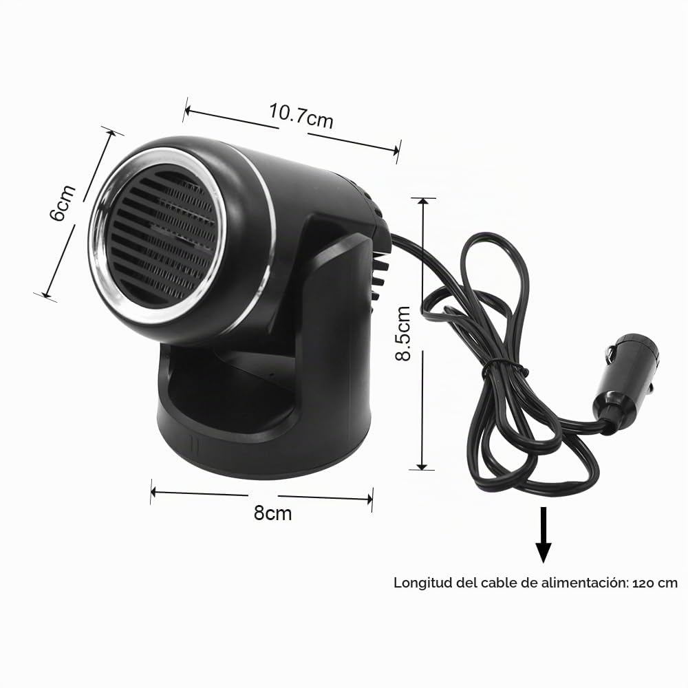 Calentador de Coche, Calentador Portátil para Coche, 12V 120W Calefacción Portátil 2 en 1, Desempañador de Parabrisas Giratorio, Coche Calentador de Parabrisas para Coches SUV
