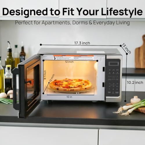 Image of Smad Microwave Countertop Oven, 700W Small Microwaves, 0.7 Cu.Ft Mini Ovens Compact with 10 Power Levels, 6 Cooking Menus for Apartments, Dorm and Small Space Kitchen, Child Lock, Easy Clean, Black