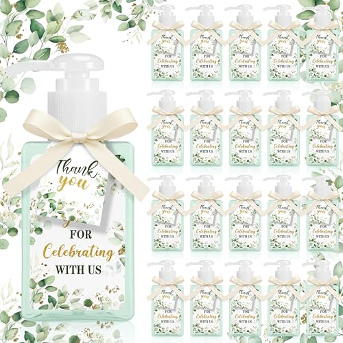 Acellegic 24 Sets Baby Shower Favors for Guests - Empty Clear Squeeze Lotion Bottles Thank You Cards Tags and Ribbon Thank You for Celebrating with Us Empty Bridal Shower Party Favors Wedding Gifts