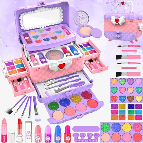 Kids Makeup Sets For Girls - Girls Toys Children Makeup Set Washable Make Up Set for Little Girls Princess Play Games Kids Toys Presents Teenage Girls Gifts Christmas Birthday For Age 4-12 Year Old