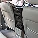 MICTUNING Upgraded 2-Layer Universal Car Seat Storage Mesh Organizer - Mesh Cargo Net Hook Pouch Holder for Purse Bag Phone Pets Children Kids Disturb Stopper