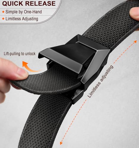 Tactical Belt for Men, Men Stretch Nylon Web Gift Belt 1.5"-Hiking Rigger Military Work-Quick Release3