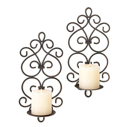 Accent Plus Candle Holder Christmas Decorations Indoor Home Decor Scrollwork Wall Sconce Duo Halloween Candle Holders Christmas Candle Holder Tealight Candle Holder, 6.3 X 5.0 X 13.1 Inches Each #TOP2