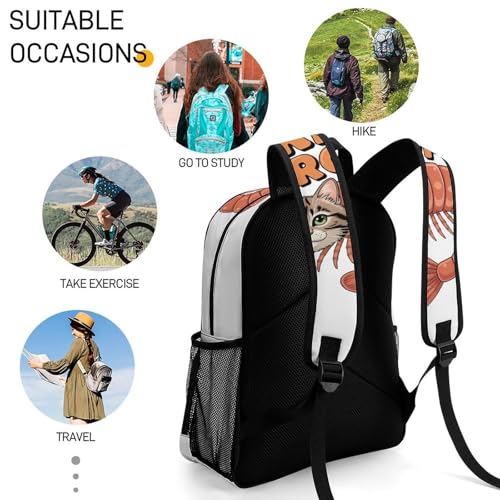 Trippi-Troppi Merch Large Travel Backpack Italian-Brainrot Meme Waterproof Lightweight Daypack White 44x32x19cm4