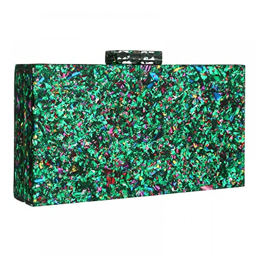 Image of Gets Acrylic Purses and Handbags for Women Multicolor Perspex Geometric Patterns Box Clutch Banquet Evening Crossbody Handbag