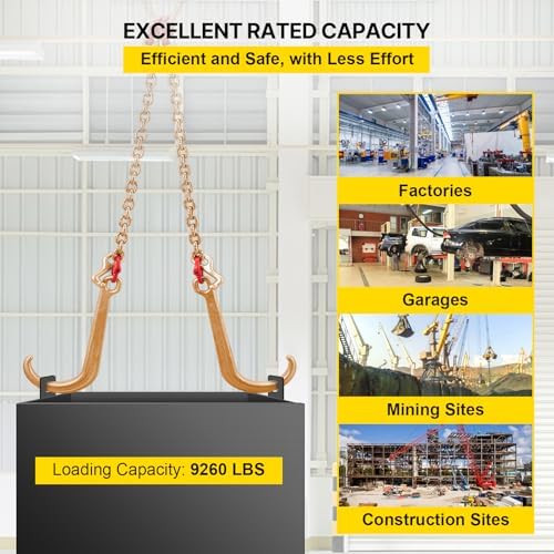 VEVOR G80 V Bridle Chain, 5/16 in x 3 ft Towing Chain Bridle with J Hooks and T Hooks, Heavy Duty Transport Tow Chain Bridle with 10800 lbs Safe Working Load Ideal for Flatbed Truck Wrecker Recovery - image 2
