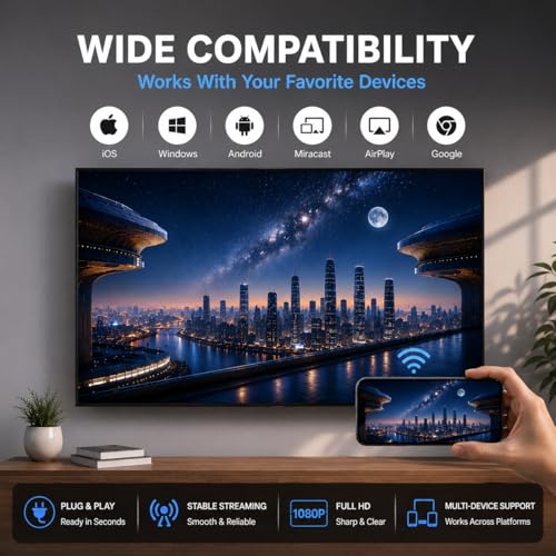 Image of EZCast 2 Wireless Display Receiver, H.265 decoding, 4K Output, Supports 2.4 /5GHZ WiFi, Compatible with Android, iOS, Windows, MacOS, DLNA, Miracast, Airplay mirroring