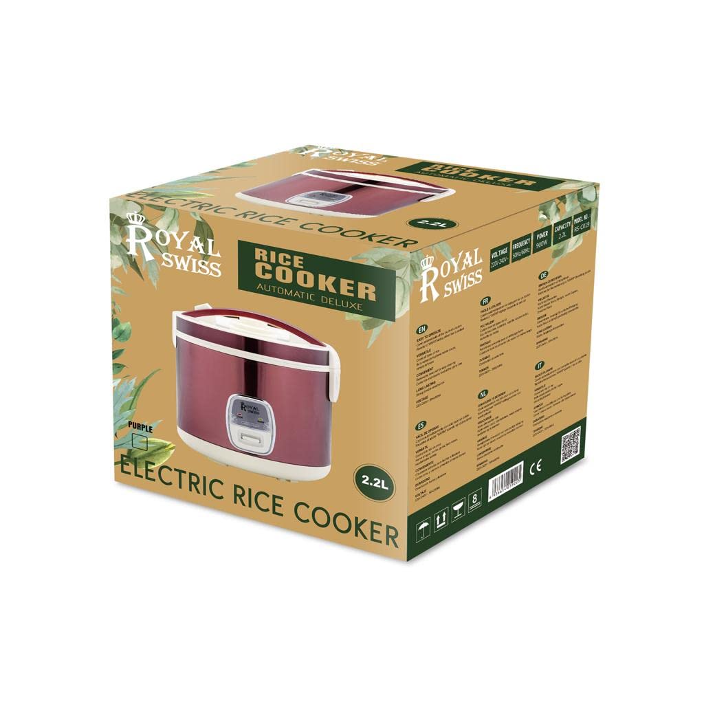 Royal swiss Cuiseur à Riz, 2.8L PURPLE, Revêtement Antiadhésif | Fonction Maintien au Chaud