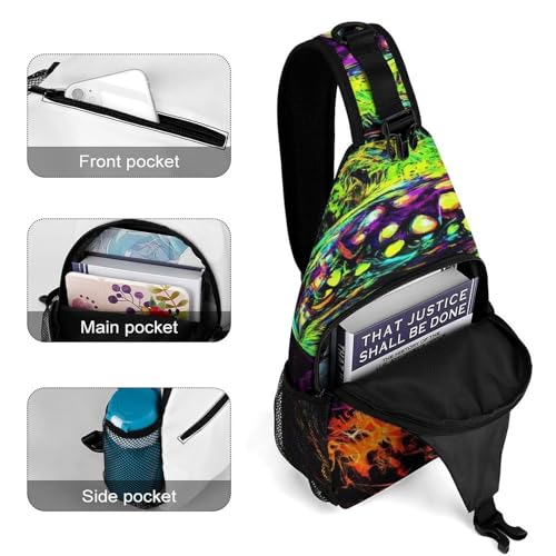 Fashion Chest Pack, Unisex Daily Travel Shoulder Bag, Small Cross Body Sling Bag Trippy Magic Mushrooms4