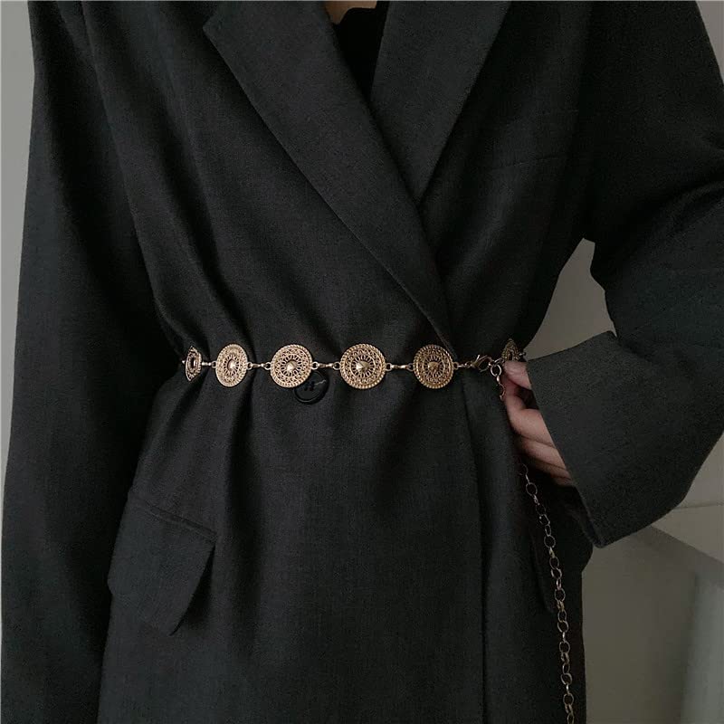 Pingyongchang Women's Metal Chain Dress Decorated Skinny Waist Belt Body Jewelry Link Belts for Jeans or Dresses3