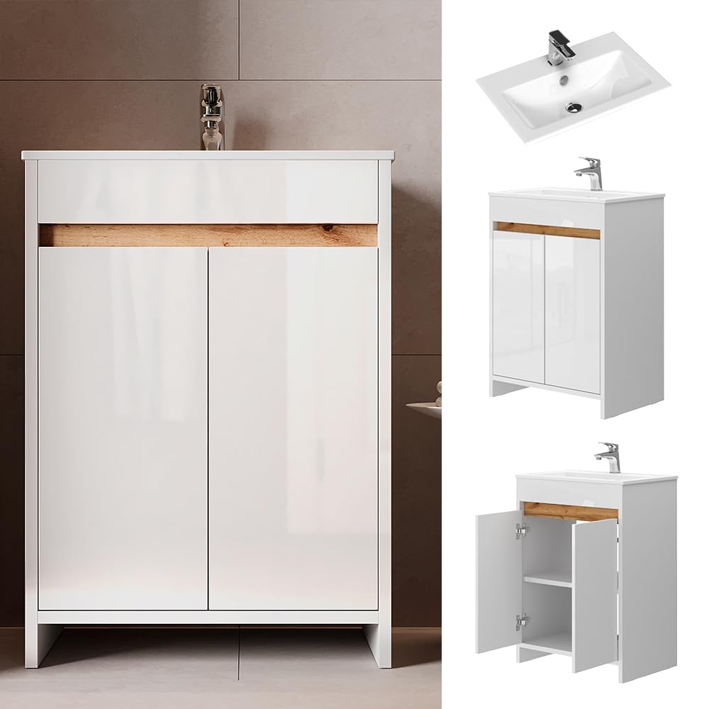 Vicco Meubles Bain Lemgo, Blanc Haute Brillance 59.6 cm