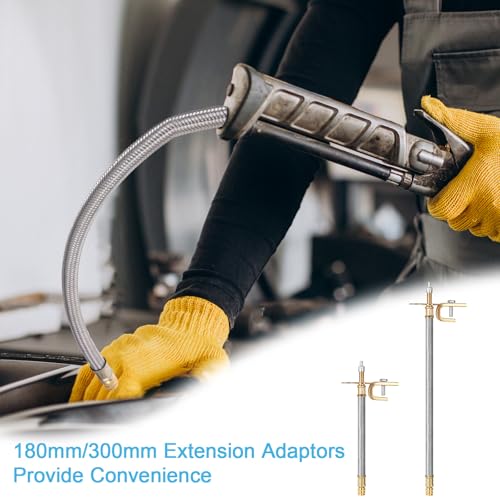 Image of SynHHergyx 10 Pcs Valve Stem Extension, 7 inch /12 inch Stainless Steel Braided Tire Valve Extender Flexible 45 /90 / 135 Degree Brass Valve Stem Kit for Car Truck Motorhome RV Trailer Vehicle