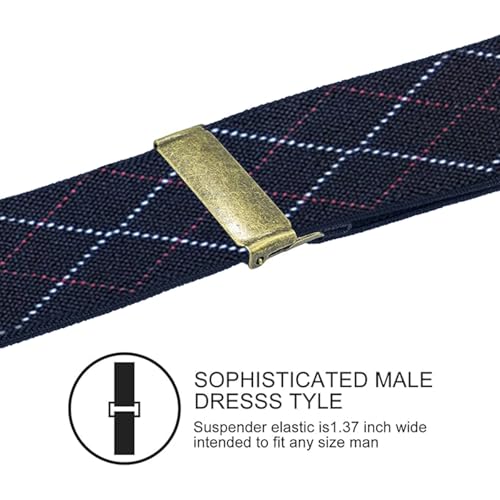 Image of Suspenders for Men, Adjustable Suspenders Gold Clip with Elastic Straps Y-Back Construction Heavy Duty for Work