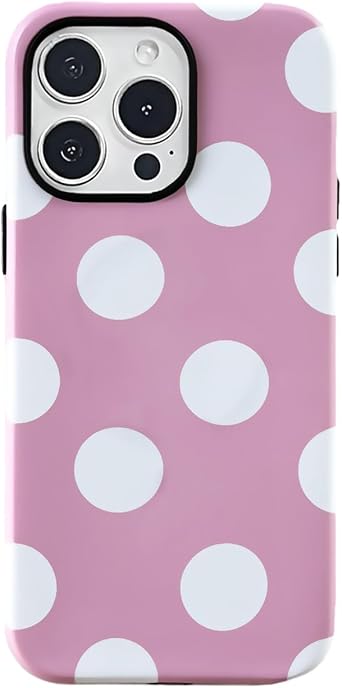 Big Polka Dot Phone Case for iPhone 14 Pro Max 6.7in,Magnetic Cute Fashion Timeless Design for Girls Women Hybrid 2 Layers Shockproof Cover-Pink