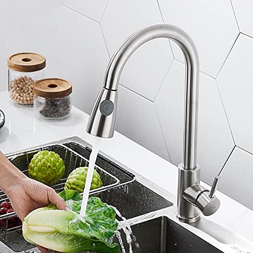 Robinet cuisine noir extractible monotrou avec mitigeur pivotant à 360 degrés