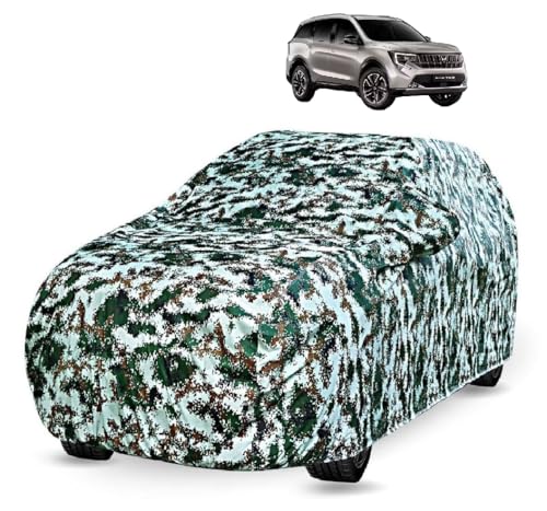 Image of Auto Hub Car Cover Compatible with Mahindra XUV 7XO with Mirror Pocket, Soft Cotton Lining, XUV 7XO Car Cover Waterproof - Forest Look