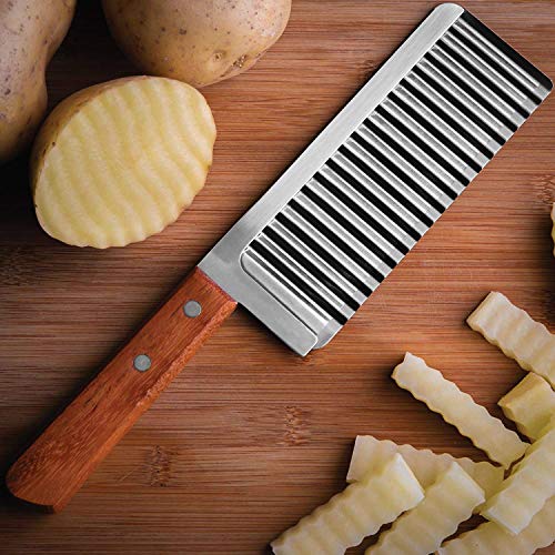 Fruit knife Zig Zag/Wavy/Potato/Fruits/Vegetables Wavy cutter Crinkle Cutter French Fry Slicer Blade Cutting Tool Potato with Wooden Handle Fruit Salad Designer Knife Multipurpose use in kitchen (Pack of 1pc)