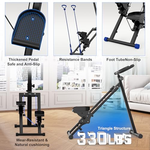 Image of Stair Stepper Vertical Stair Master with Optional Resistance Bands Adjustable Handlebar & Pedals Climber Exercise Machine for Full-Body Workout, New Version