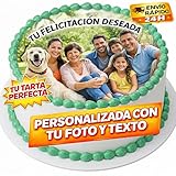 Oblea o Papel de Azúcar Personalizada para Tarta con Foto, Nombre y Edad – Imagen Comestible Cumpleaños – Impresión Nítida – Varios Tamaños – Redonda