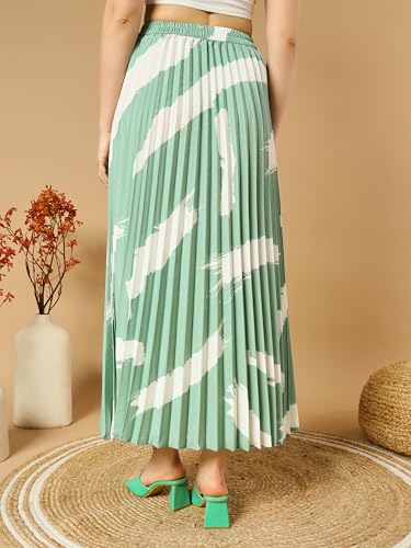 Image of ZWERLON | Effortlessly and Beautiful Floral | Floral Pleated Maxi Skirts for Women | Perfect Long Sleeve, Elastic Waist