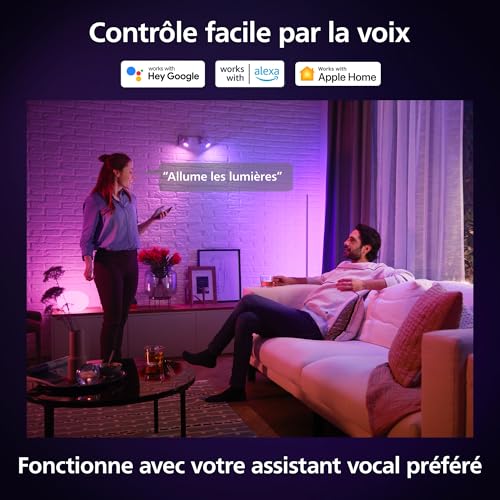 Philips Hue White and Color Ambiance Ampoule LED connectée Pack de 2, culot GU10, 400 lumens, Compatible Bluetooth. Fonctionne avec Alexa, Google Assistant et Apple HomeKit